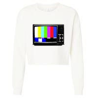 Retro TV Screen Colored Lines Cropped Pullover Crew