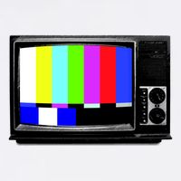 Retro TV Screen Colored Lines Cropped Pullover Crew