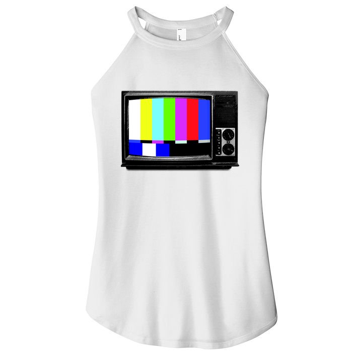 Retro TV Screen Colored Lines Women's Perfect Tri Rocker Tank