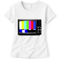 Retro TV Screen Colored Lines Womens T-Shirt