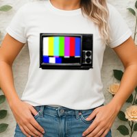 Retro TV Screen Colored Lines Womens T-Shirt