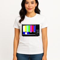 Retro TV Screen Colored Lines Womens T-Shirt
