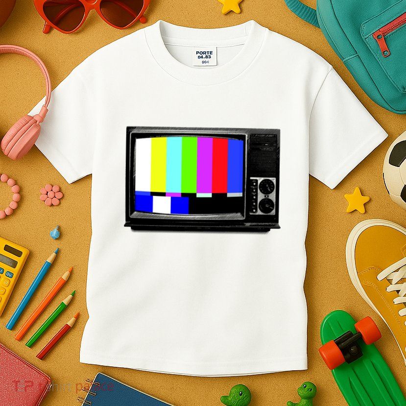 Retro TV Screen Colored Lines Kids T-Shirt