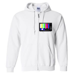 Retro TV Screen Colored Lines Full Zip Hoodie