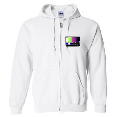 Retro TV Screen Colored Lines Full Zip Hoodie