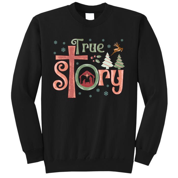 Retro True Story Jesus Christmas Nativity Scene Christian Sweatshirt