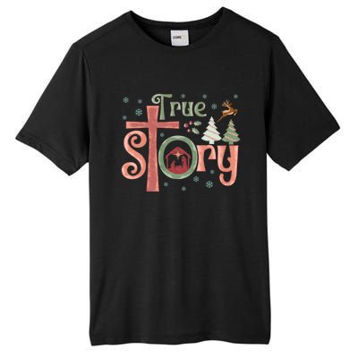 Retro True Story Jesus Christmas Nativity Scene Christian Tall Fusion ChromaSoft Performance T-Shirt