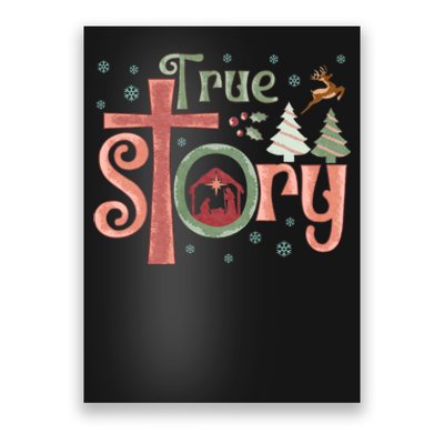 Retro True Story Jesus Christmas Nativity Scene Christian Poster