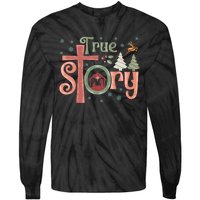 Retro True Story Jesus Christmas Nativity Scene Christian Tie-Dye Long Sleeve Shirt