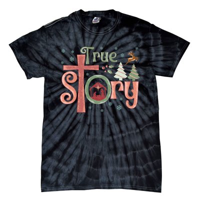 Retro True Story Jesus Christmas Nativity Scene Christian Tie-Dye T-Shirt