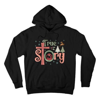 Retro True Story Jesus Christmas Nativity Scene Christian Tall Hoodie