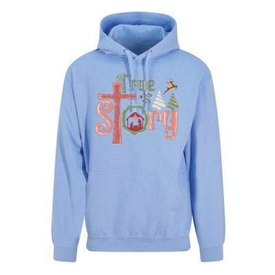 Retro True Story Jesus Christmas Nativity Scene Christian Unisex Surf Hoodie