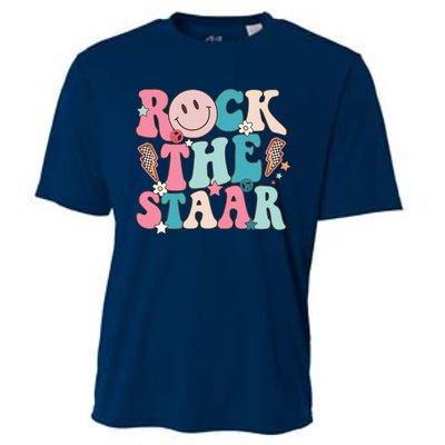 Rock The Staar Test Testing Day Retro Groovy Teacher Stars Cooling Performance Crew T-Shirt