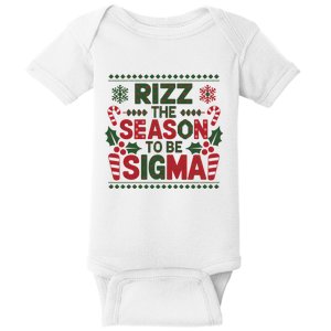 Rizz The Season To Be Sigma Ugly Christmas Sweater Teacher Baby Bodysuit