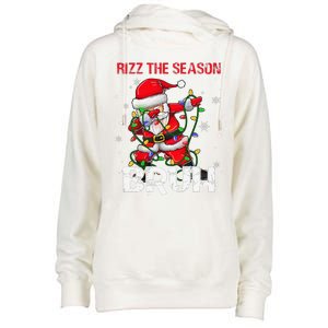 Rizz The Season Bruh Christmas Rizzmas Santa Claus Rizzler Womens Funnel Neck Pullover Hood