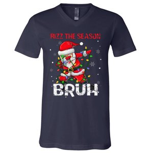 Rizz The Season Bruh Christmas Rizzmas Santa Claus Rizzler V-Neck T-Shirt