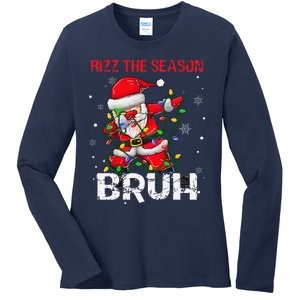 Rizz The Season Bruh Christmas Rizzmas Santa Claus Rizzler Ladies Long Sleeve Shirt