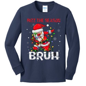 Rizz The Season Bruh Christmas Rizzmas Santa Claus Rizzler Kids Long Sleeve Shirt