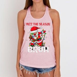 Rizz The Season Bruh Christmas Rizzmas Santa Claus Rizzler Women's Knotted Racerback Tank