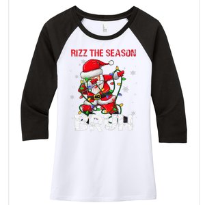 Rizz The Season Bruh Christmas Rizzmas Santa Claus Rizzler Women's Tri-Blend 3/4-Sleeve Raglan Shirt