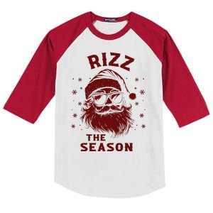 Rizz The Season Funny Santa Claus Christmas Kids Colorblock Raglan Jersey