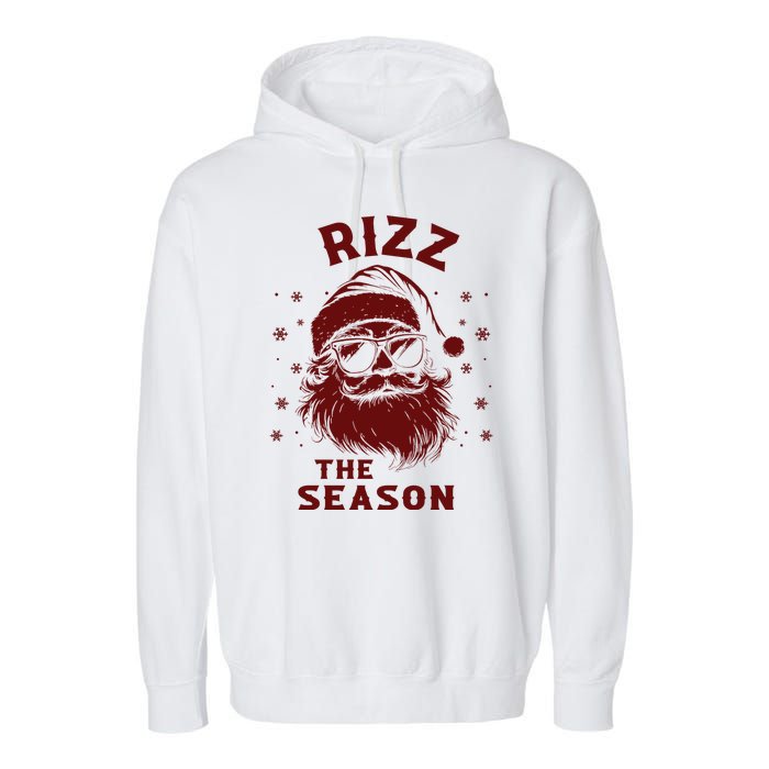 Rizz The Season Funny Santa Claus Christmas Garment-Dyed Fleece Hoodie