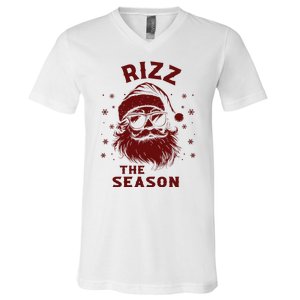 Rizz The Season Funny Santa Claus Christmas V-Neck T-Shirt