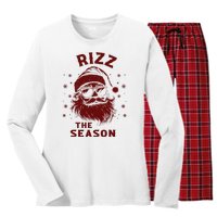 Rizz The Season Funny Santa Claus Christmas Women's Long Sleeve Flannel Pajama Set 