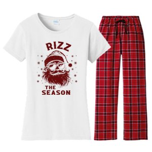 Rizz The Season Funny Santa Claus Christmas Women's Flannel Pajama Set