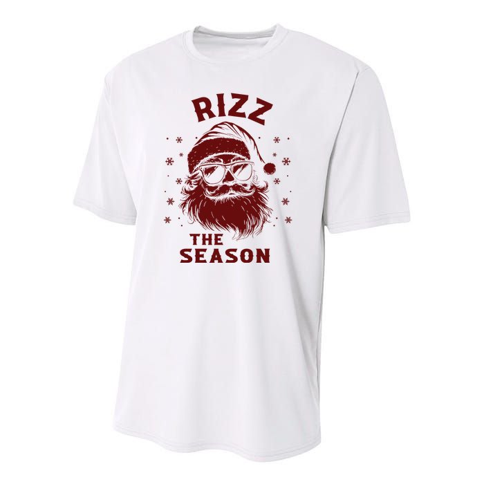 Rizz The Season Funny Santa Claus Christmas Youth Performance Sprint T-Shirt