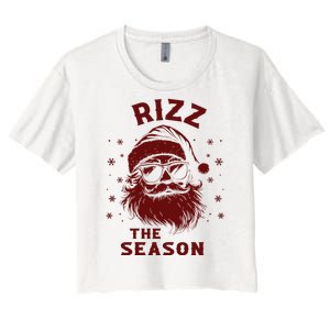 Rizz The Season Funny Santa Claus Christmas Women's Crop Top Tee