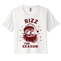 Rizz The Season Funny Santa Claus Christmas Women's Crop Top Tee