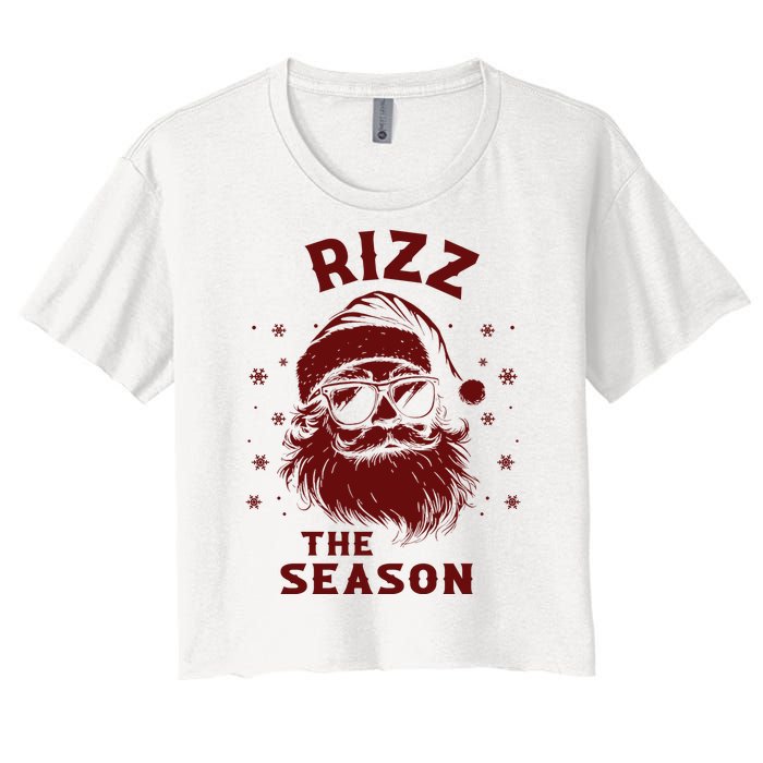 Rizz The Season Funny Santa Claus Christmas Women's Crop Top Tee