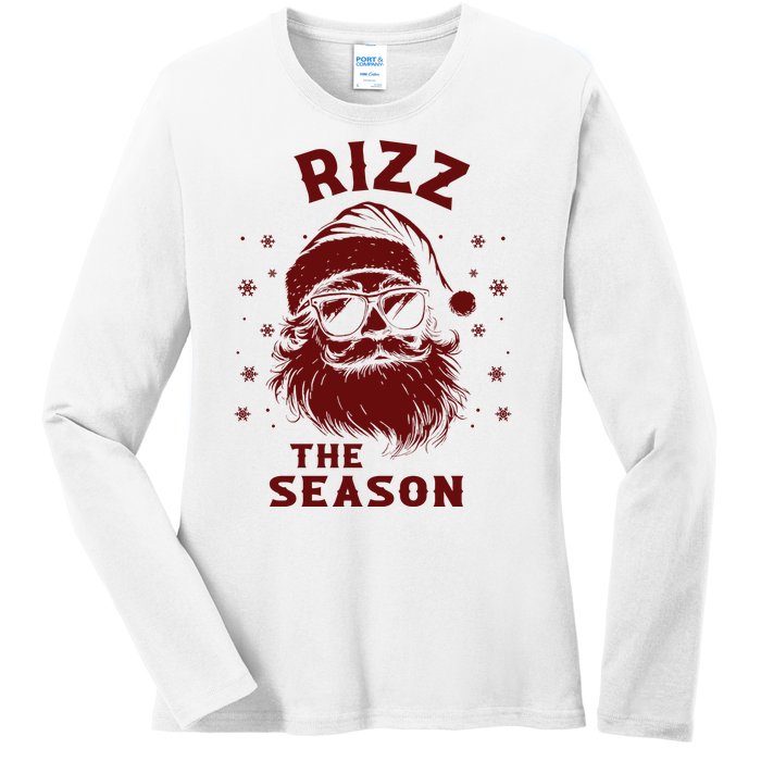 Rizz The Season Funny Santa Claus Christmas Ladies Long Sleeve Shirt