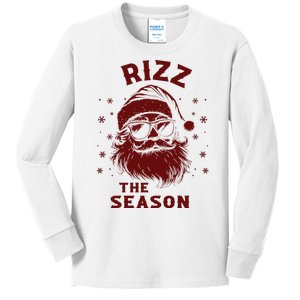 Rizz The Season Funny Santa Claus Christmas Kids Long Sleeve Shirt