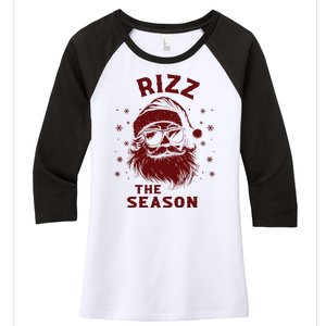 Rizz The Season Funny Santa Claus Christmas Women's Tri-Blend 3/4-Sleeve Raglan Shirt