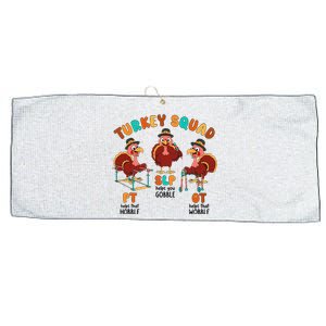 Retro Turkey Squad Thanksgiving SLP OT PT Therapy Team Large Microfiber Waffle Golf Towel