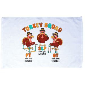 Retro Turkey Squad Thanksgiving SLP OT PT Therapy Team Microfiber Hand Towel