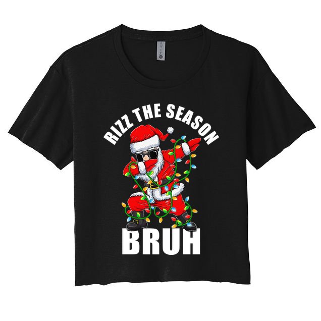 Rizz The Season Bruh Christmas Rizzmas Santa Claus Crop Top