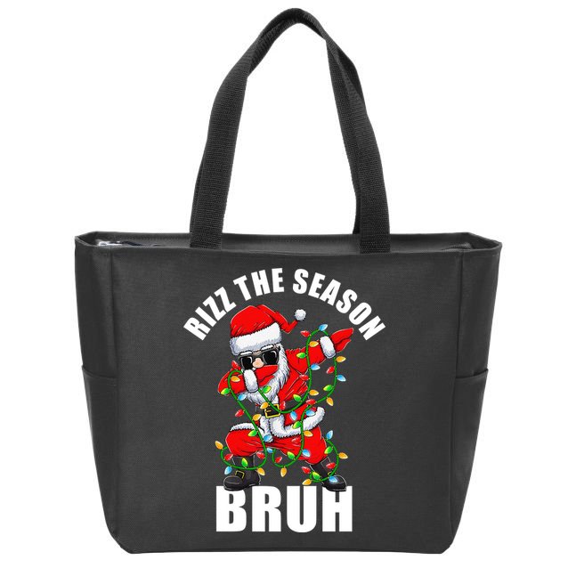 Rizz The Season Bruh Christmas Rizzmas Santa Claus Zip Tote Bag