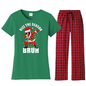 Rizz The Season Bruh Christmas Rizzmas Santa Claus Women's Flannel Pajama Set