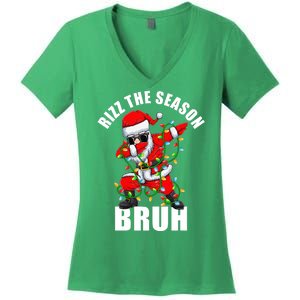 Rizz The Season Bruh Christmas Rizzmas Santa Claus Women's V-Neck T-Shirt