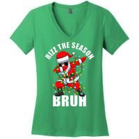 Rizz The Season Bruh Christmas Rizzmas Santa Claus Women's V-Neck T-Shirt