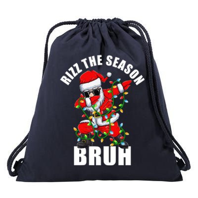 Rizz The Season Bruh Christmas Rizzmas Santa Claus Drawstring Bag