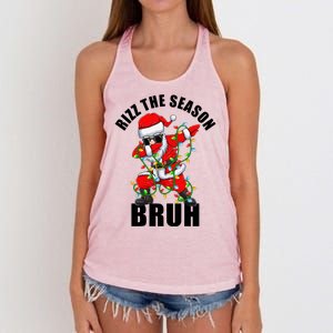 Rizz The Season Bruh Christmas Rizzmas Santa Claus Women's Knotted Racerback Tank