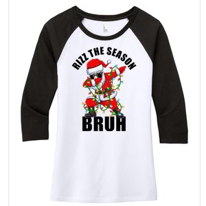 Rizz The Season Bruh Christmas Rizzmas Santa Claus Women's Tri-Blend 3/4-Sleeve Raglan Shirt