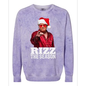 Rizz The Season Funny Trump Christmas Santa Pajama Colorblast Crewneck Sweatshirt