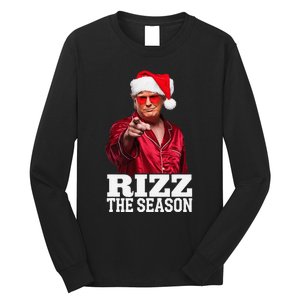 Rizz The Season Funny Trump Christmas Santa Pajama Long Sleeve Shirt