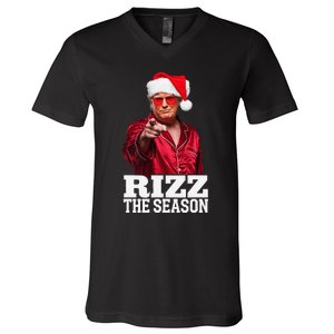 Rizz The Season Funny Trump Christmas Santa Pajama V-Neck T-Shirt