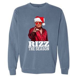 Rizz The Season Funny Trump Christmas Santa Pajama Garment-Dyed Sweatshirt